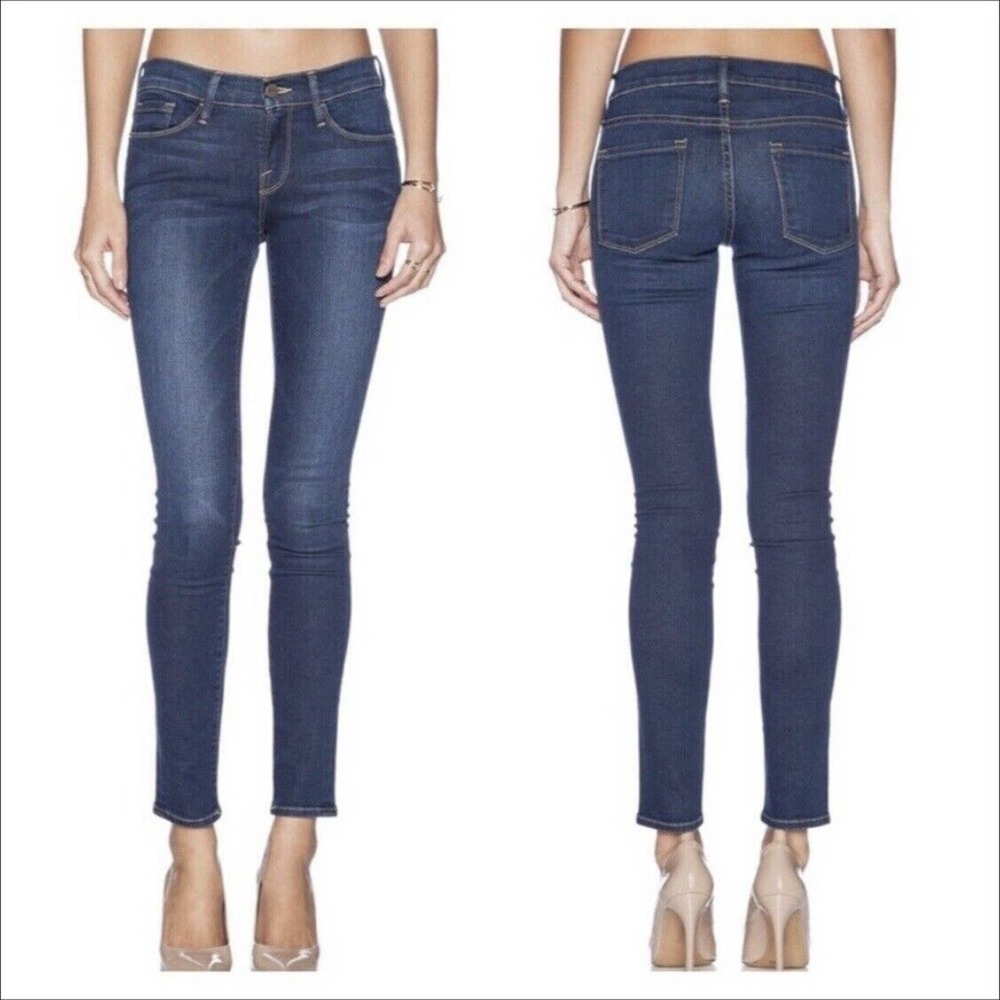 Frame Denim Le Skinny de Jeanne Midrise Skinny Jeans Blue Medium Wash 27